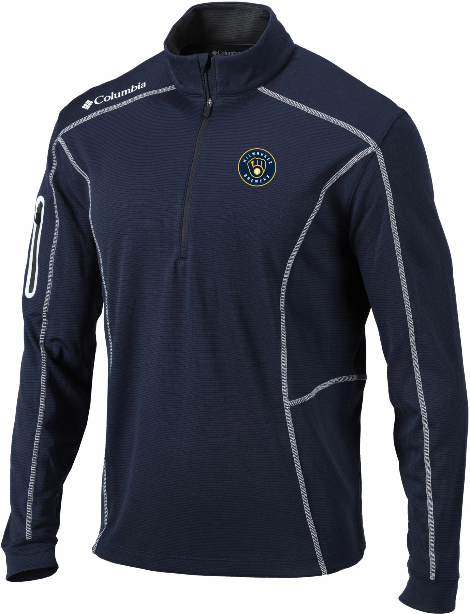 Budget ๐คฉ Columbia Men's Milwaukee Brewers Navy Shotgun Quarter-Zip ๐ Shirt ๐ฅฐ