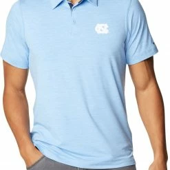 Discount 🔔 Columbia Men's North Carolina Tar 👠 Heels Carolina Blue Tech Trail Polo 💯