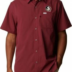 Top 10 ⌛ Columbia Men's Florida State Seminoles Garnet Slack Tide Button-Down 👕 Shirt ❤️