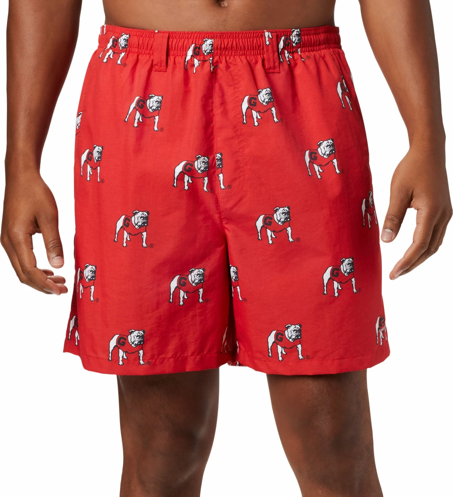 Discount 🎁 Columbia Men's Georgia Bulldogs Red Backcast II Printed Performance Shorts 🔔