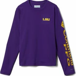 Wholesale 🎁 Columbia Youth LSU Tigers Purple Terminal Tackle Long Sleeve T-Shirt For 👧 Girls' 🥰