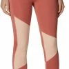 Hot Sale 😉 Columbia 👩 Women's Columbia Lodge Colorblock 7/8 Leggings Dark Coral Peach/pea Blm 🎁