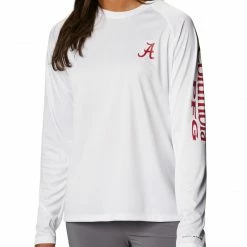 New ⌛ Columbia 👩 Women's Alabama Crimson Tide White Tidal Long Sleeve T-Shirt 🌟