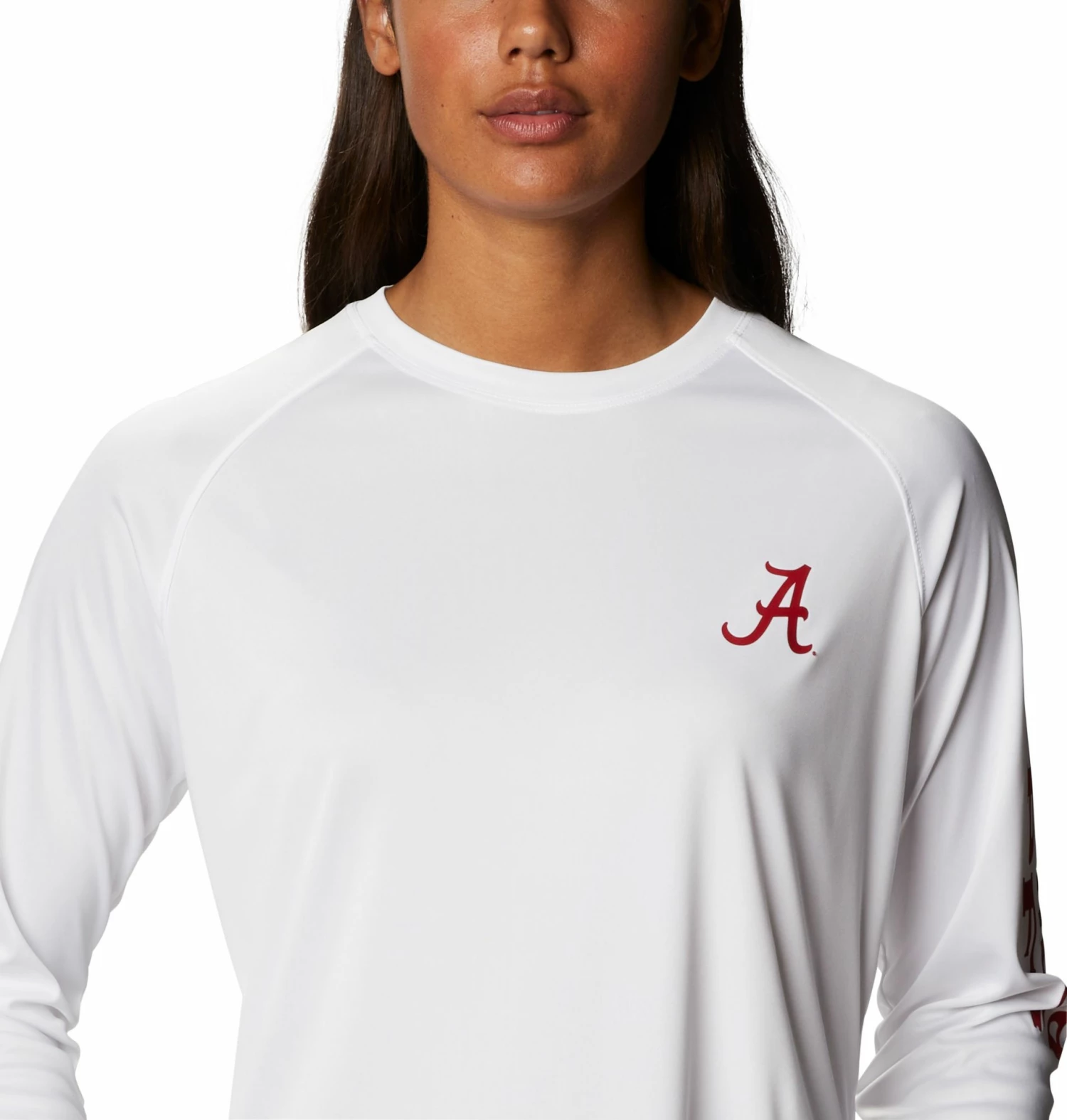 New ⌛ Columbia 👩 Women's Alabama Crimson Tide White Tidal Long Sleeve T-Shirt 🌟 - Image 3
