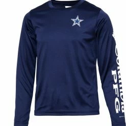 Promo 😀 Columbia Youth Dallas Cowboys Terminal Navy Tackle Long Sleeve T-Shirt For Boys' 🎉