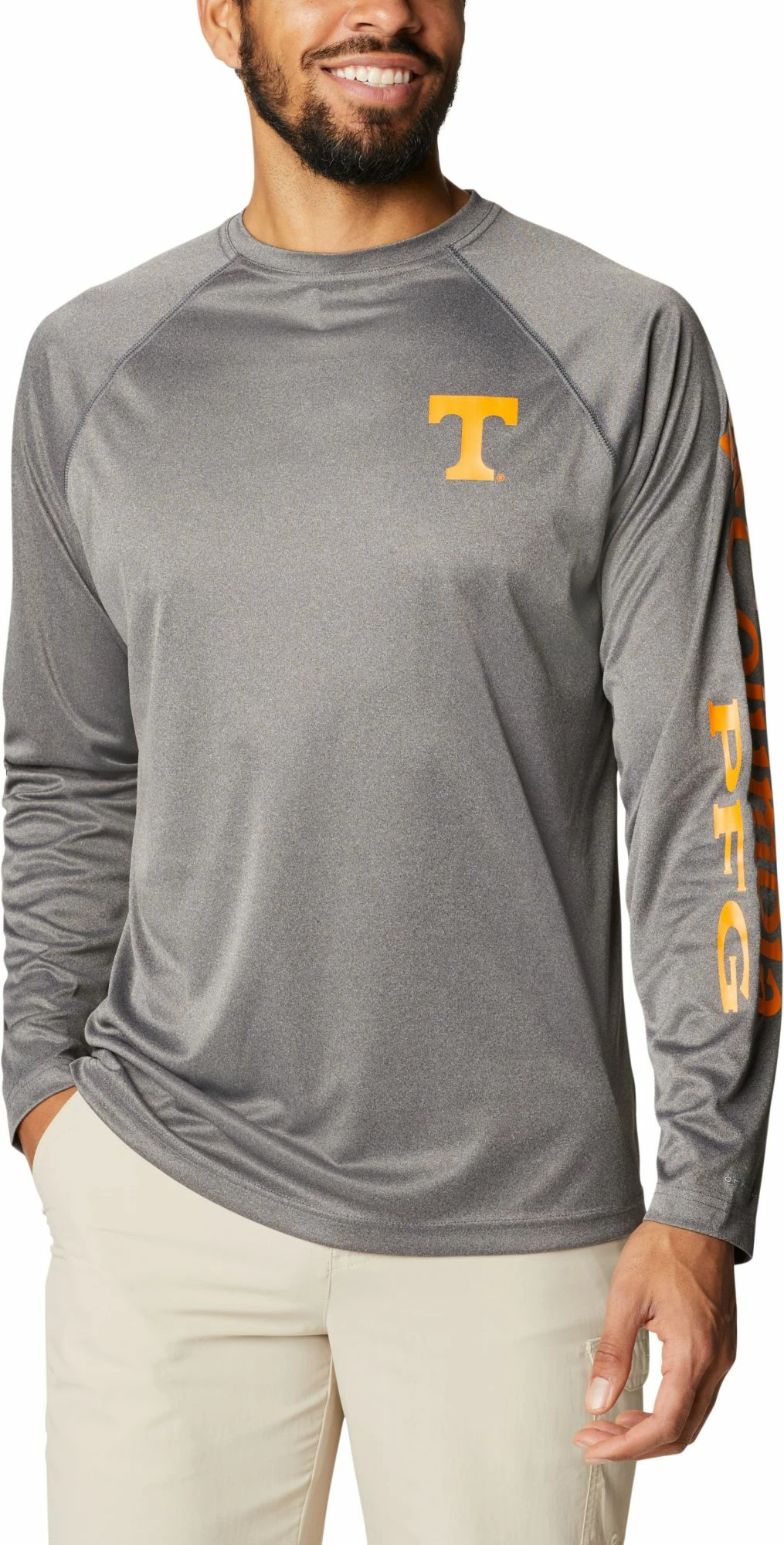 Cheapest โค๏ธ Columbia Men's Tennessee Volunteers Grey Terminal Tackle Long Sleeve T-Shirt ๐