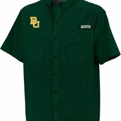 Top 10 🔔 Columbia Men's Baylor Bears Green Button-Down Performance Short Sleeve 👕 Shirt 🔥