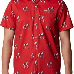 Top 10 👍 Columbia Men's Georgia Bulldogs Red Super Slack Button Down 👕 Shirt 🎁