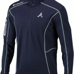 Brand new 👍 Columbia Men's Atlanta Braves Navy Shotgun Quarter-Zip 👕 Shirt 🌟