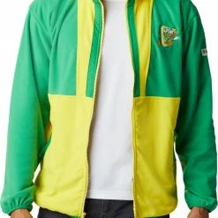 Hot Sale 😀 Columbia Men's Oregon Ducks Yellow Back Bowl Full-Zip Fleece Jacket 🌟
