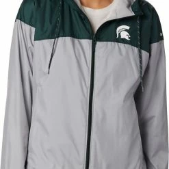 New 💯 Columbia 👩 Women's Michigan State Spartans Green/Grey CLG Flash Forward Lined Jacket 👍