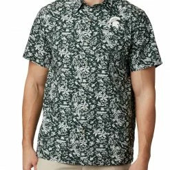 Promo 💯 Columbia Men's Michigan State Spartans Green Terminal Tackle Long Sleeve T-Shirt 🛒