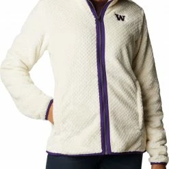 Discount 👏 Columbia 👩 Women's Washington Huskies White Fire Side Sherpa Full-Zip Jacket 💯