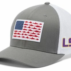 Flash Sale ✨ Columbia Men's LSU Tigers Grey PFG Fish Flag Mesh Fitted Hat 🎁