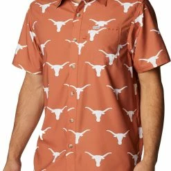 Hot Sale 👍 Columbia Men's Texas Longhorns Burnt Orange Super Slack Button Down 👕 Shirt ⭐