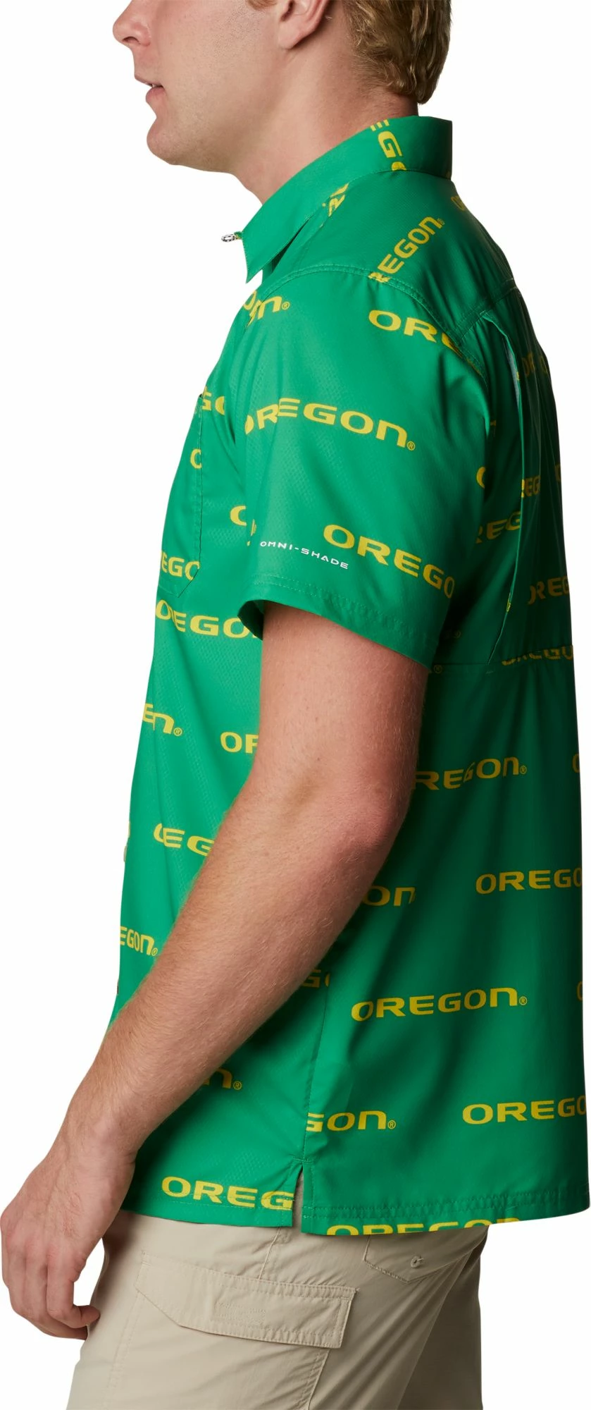 Best Sale 🎁 Columbia Men's Oregon Ducks Green Super Slack Tide Button Down 👚 Shirt 😍 - Image 2
