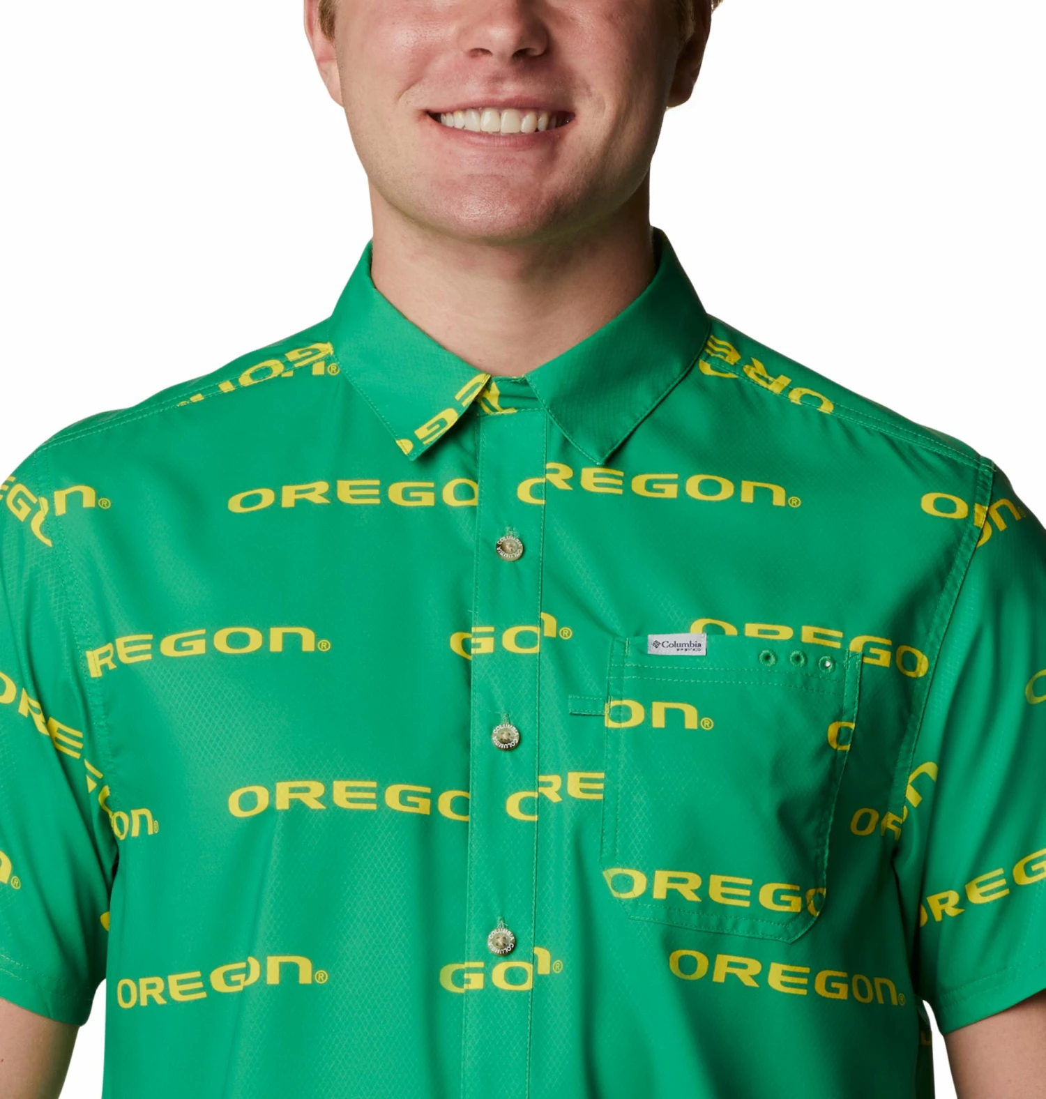 Best Sale 🎁 Columbia Men's Oregon Ducks Green Super Slack Tide Button Down 👚 Shirt 😍 - Image 3