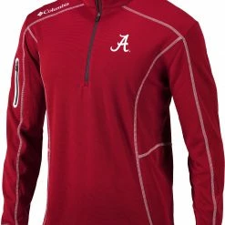 Promo 🔥 Columbia Men's Alabama Crimson Tide Crimson Shotgun Quarter-Zip 👕 Shirt ❤️