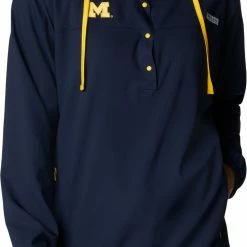 Best Sale ❤️ Columbia 👩 Women's Michigan Wolverines Blue PFG Tamiami Quarter-Snap Long Sleeve Hooded 👚 Shirt 😍