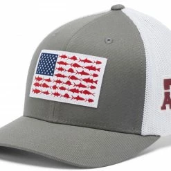 New ❤️ Columbia Men's Texas A&M Aggies Grey PFG Fish Flag Mesh Fitted Hat 💯