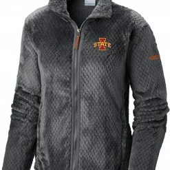 Best Pirce 🔥 Columbia 👩 Women's Iowa State Cyclones Grey Fire Side Sherpa Full-Zip Jacket 🔔