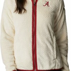 Deals 🎁 Columbia 👩 Women's Alabama Crimson Tide White Fire Side Sherpa Full-Zip Jacket 😍