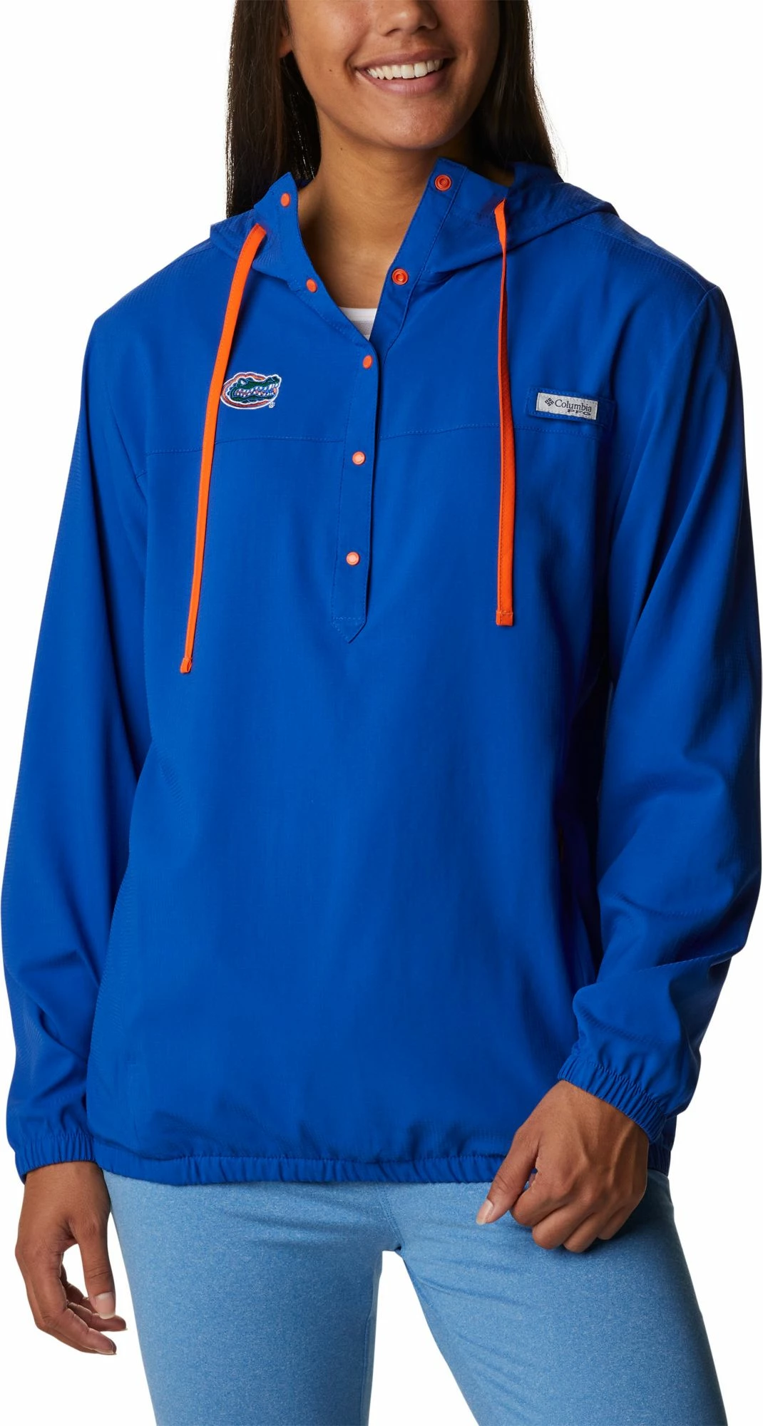 Cheapest ๐ Columbia ๐ฉ Women's Florida Gators Blue PFG Tamiami Quarter-Snap Long Sleeve Hooded ๐ Shirt ๐