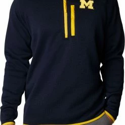 Coupon 💯 Columbia Men's Michigan Wolverines Blue Canyon Point Half-Zip Pullover Fleece Jacket 🔥