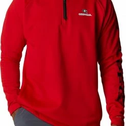 Outlet 🔥 Columbia Men's Georgia Bulldogs Red PFG Terminal Tackle Quarter-Zip Pullover 👚 Shirt ⭐