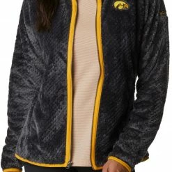 Best deal 😉 Columbia 👩 Women's Iowa Hawkeyes Black Fire Side Sherpa Full-Zip Jacket 🔥