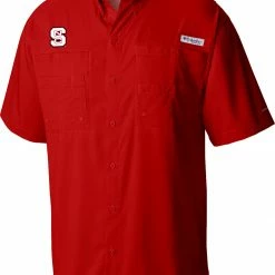 Brand new 🧨 Columbia Men's NC State Wolfpack Red Tamiami Short Sleeve Button Down 👕 Shirt 😀