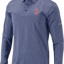 Brand new 🥰 Columbia Men's Boston Red Sox Navy Pin High Long Sleeve Polo 🌟
