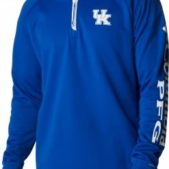New 🌟 Columbia Men's Kentucky Wildcats Blue PFG Terminal Tackle Quarter-Zip Pullover 👕 Shirt 💯