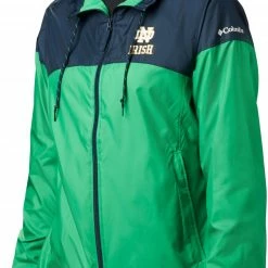 Discount ✨ Columbia 👩 Women's Notre Dame Fighting Irish Navy/Green CLG Flash Forward Lined Jacket 🌟