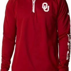 Brand new 🔥 Columbia Men's Oklahoma Sooners Crimson PFG Terminal Tackle Quarter-Zip Pullover 👚 Shirt 😉