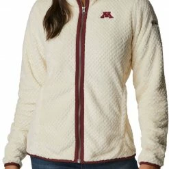 New 🤩 Columbia 👩 Women's Minnesota Golden Gophers White Fire Side Sherpa Full-Zip Jacket ❤️