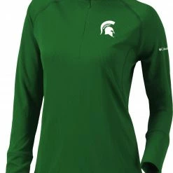 Best deal 😍 Columbia 👩 Women's Michigan State Spartans Green Flop Shot Half-Zip Pullover 👕 Shirt ⭐