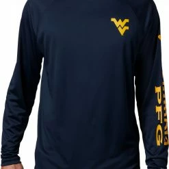 Cheapest 👍 Columbia Men's West Virginia Mountaineers Blue Terminal Tackle Long Sleeve T-Shirt 🔥