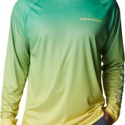 Best Sale ⌛ Columbia Men's Oregon Ducks Green PFG Super Terminal Tackle Long Sleeve Hooded T-Shirt 😀