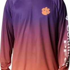 Best deal 🌟 Columbia Men's Clemson Tigers Regalia PFG Super Terminal Tackle Long Sleeve Hooded T-Shirt 🥰