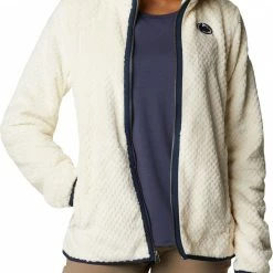 Discount ❤️ Columbia 👩 Women's Penn State Nittany Lions White Fire Side Sherpa Full-Zip Jacket ✨