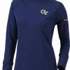 Flash Sale ✔️ Columbia 👩 Women's Georgia Tech Yellow Jackets Navy Flop Shot Half-Zip Pullover 👚 Shirt 🥰