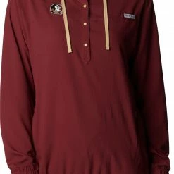 Best Sale ⌛ Columbia 👩 Women's Florida State Seminoles Garnet PFG Tamiami Quarter-Snap Long Sleeve Hooded 👚 Shirt 🎉
