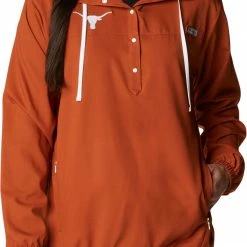 Best Sale ⭐ Columbia 👩 Women's Texas Longhorns Burnt Orange PFG Tamiami Quarter-Snap Long Sleeve Hooded 👕 Shirt ✨