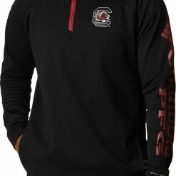 Budget ⌛ Columbia Men's South Carolina Gamecocks Black PFG Terminal Tackle Quarter-Zip Pullover 👚 Shirt 😉