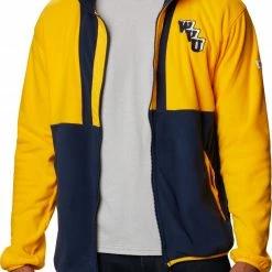Discount ❤️ Columbia Men's West Virginia Mountaineers Gold Back Bowl Full-Zip Fleece Jacket 🎁