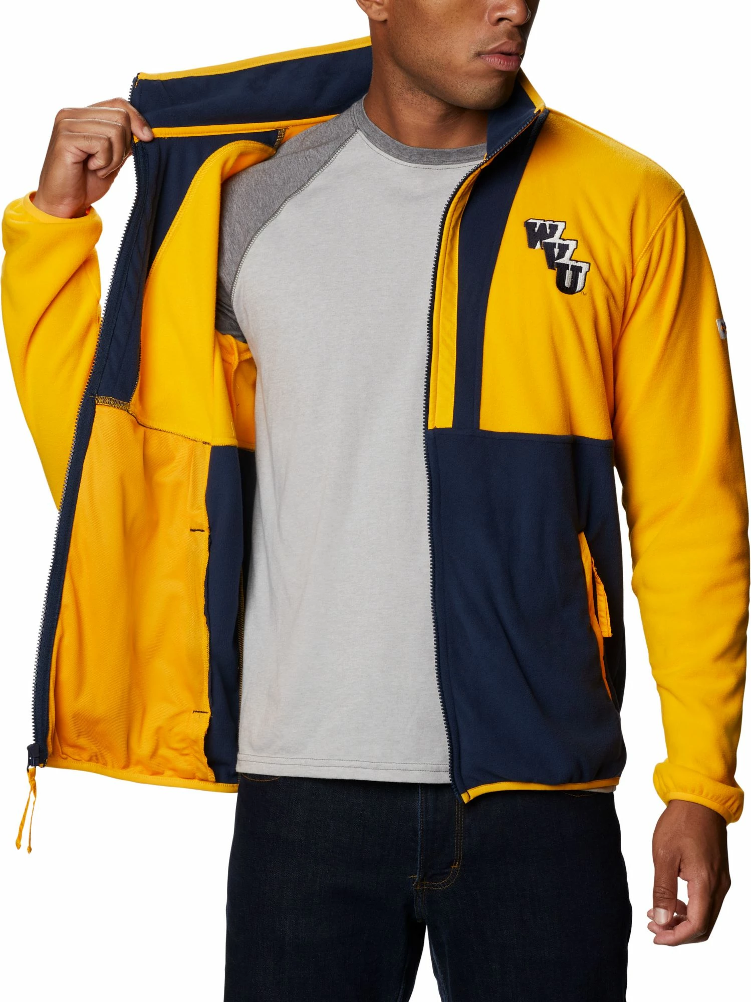 Discount ❤️ Columbia Men's West Virginia Mountaineers Gold Back Bowl Full-Zip Fleece Jacket 🎁 - Image 4