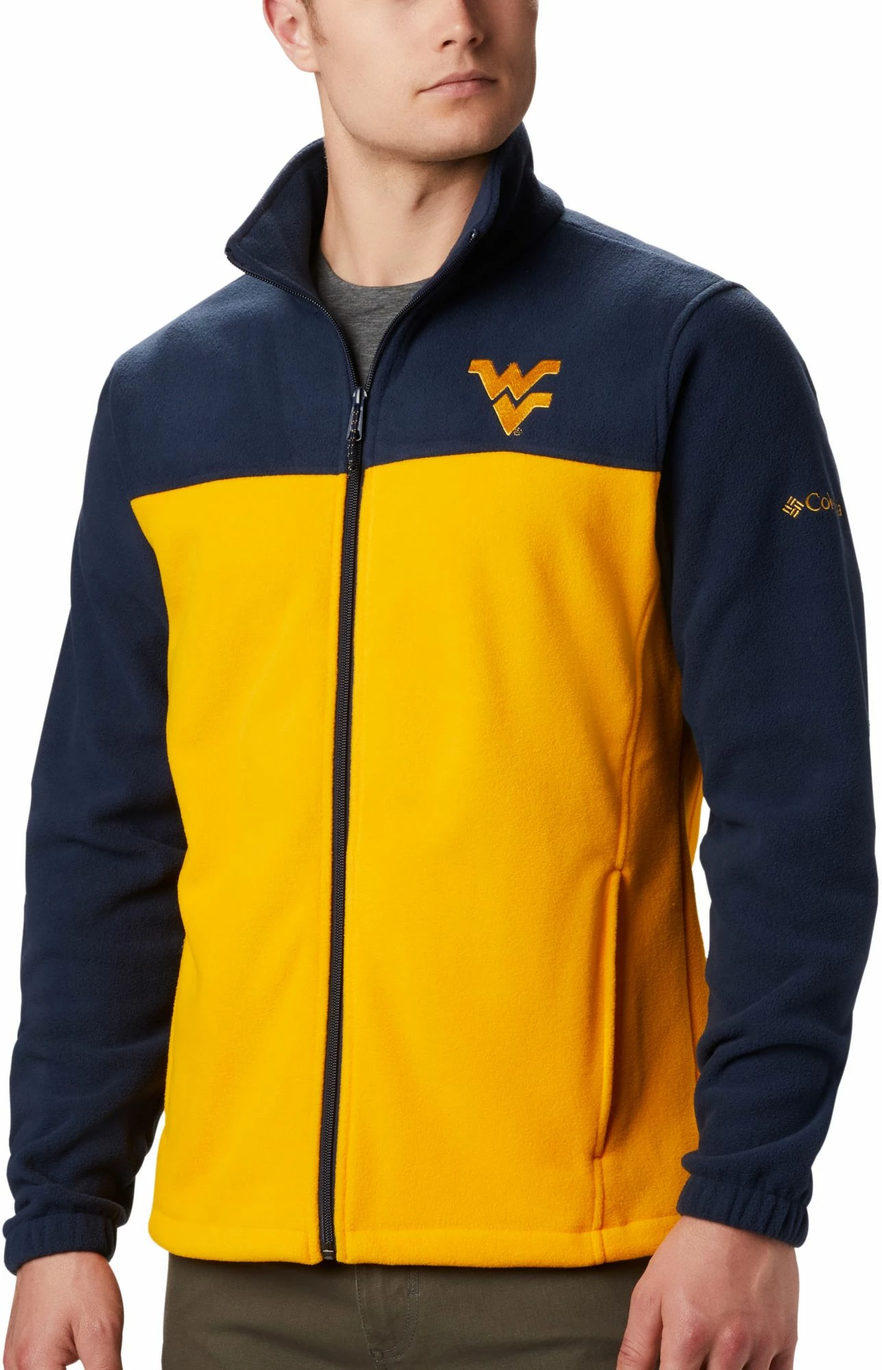 Buy π Columbia Men's West Virginia Mountaineers Blue Flanker Full-Zip Fleece Jacket π