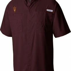 Best Pirce ⌛ Columbia Men's Arizona State Sun Devils Maroon Tamiami Button Down 👚 Shirt 💯