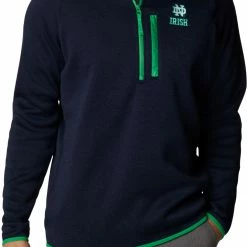 Coupon 👏 Columbia Men's Notre Dame Fighting Irish Navy CLG Canyon Point™ Sweater Fleece 1/2 Zip 😉